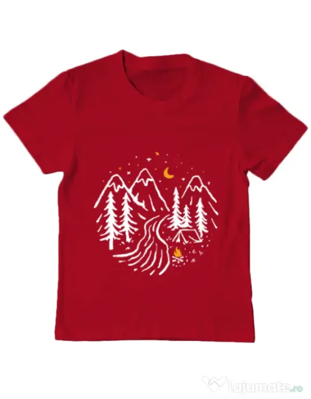 Tricou ADLER copil Night camping Rosu