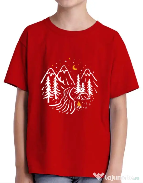 Tricou ADLER copil Night camping Rosu