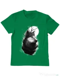 Tricou ADLER copil Night wolf Verde mediu