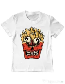 Tricou ADLER copil Zombie French Fries Alb