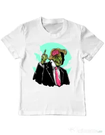 Tricou ADLER copil Make zombies great again Alb