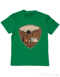 Tricou ADLER copil Camp cliffs Verde mediu
