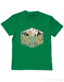 Tricou ADLER copil Beauty waterfall Verde mediu