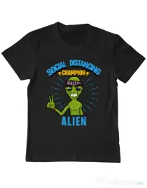 Tricou ADLER copil Social distancing Negru