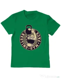 Tricou ADLER copil Resting gym face Verde mediu