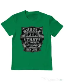 Tricou ADLER copil Hustle for that muscle Verde mediu
