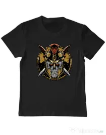 Tricou personalizat copil Skull Spartan Negru