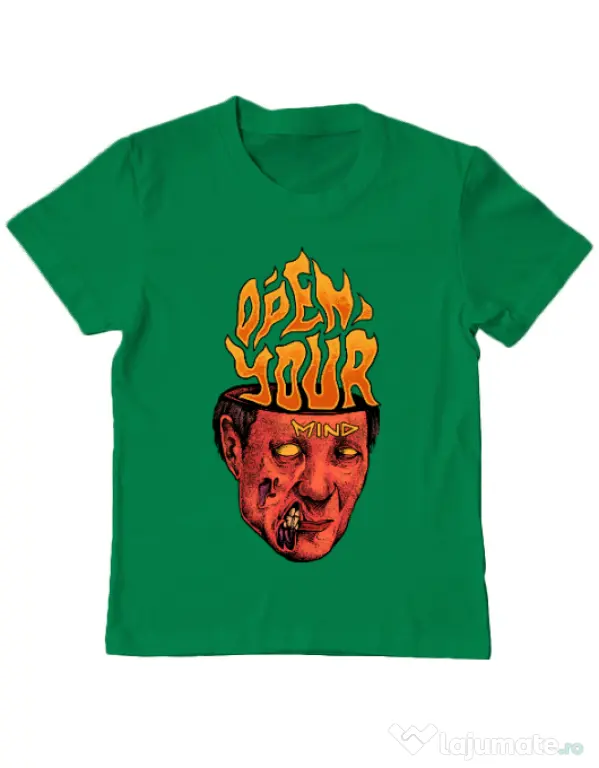 Tricou personalizat copil OPEN YOUR MIND Verde mediu