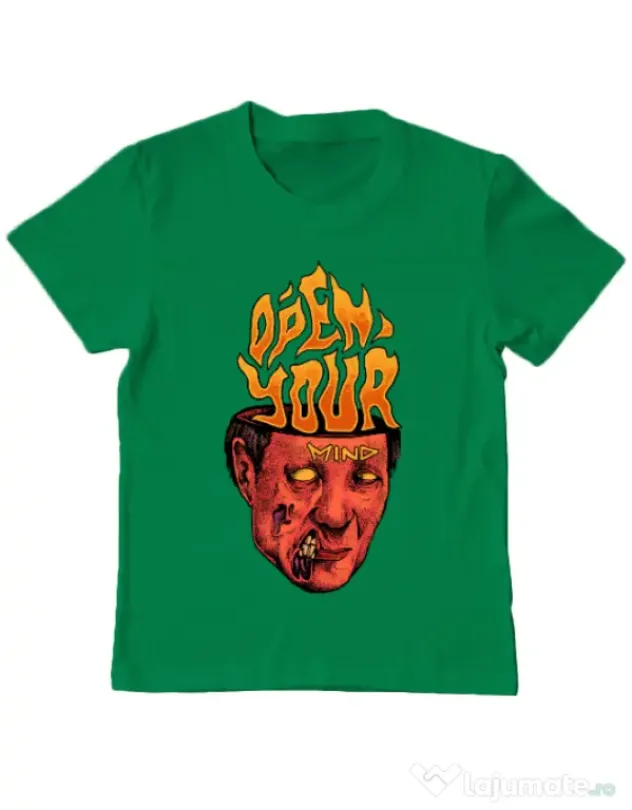 Tricou personalizat copil OPEN YOUR MIND Verde mediu