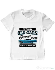 Tricou personalizat copil OLD CARS CLUB Alb