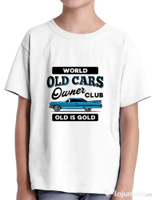 Tricou personalizat copil OLD CARS CLUB Alb