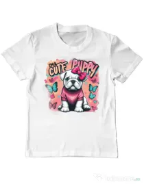 Tricou personalizat copil BULLDOG 05 Alb