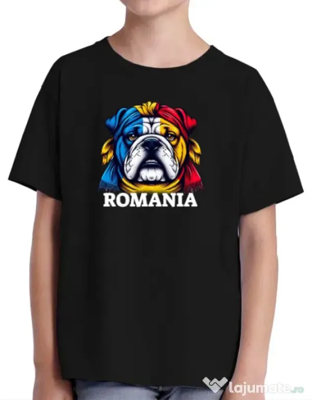 Tricou personalizat copil BULLDOG ROMANIA Negru