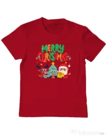 Tricou personalizat copil Hei, prietenii mei de Crăciun! Rosu