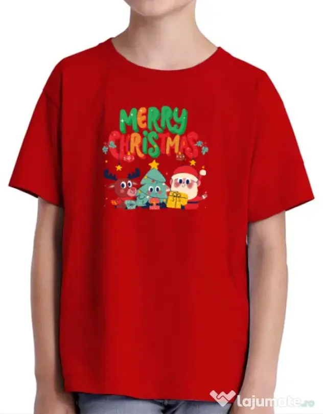 Tricou personalizat copil Hei, prietenii mei de Crăciun! Rosu