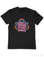 Tricou personalizat copil Girls are born in ianuary 2 Negru