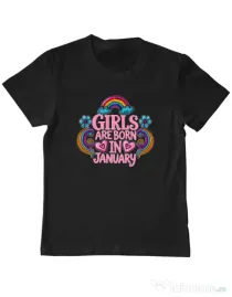 Tricou personalizat copil Girls are born in ianuary 2 Negru