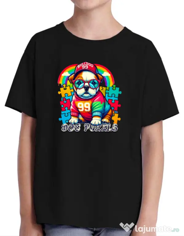 Tricou personalizat copil BULLDOG 101 Negru