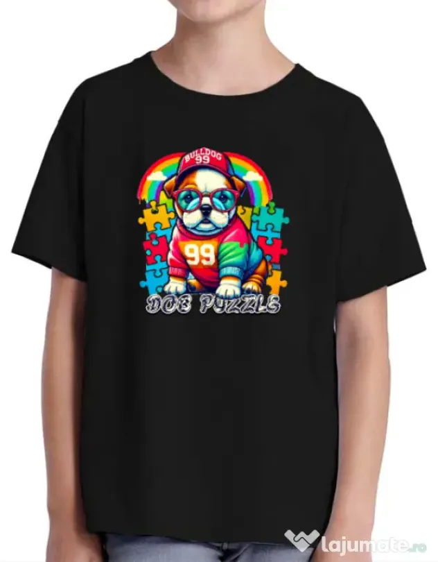 Tricou personalizat copil BULLDOG 101 Negru