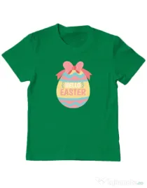 Tricou personalizat copil HELLO EASTER Verde mediu
