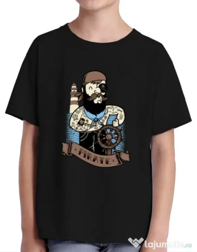 Tricou ADLER copil Adventure of the Sea Negru