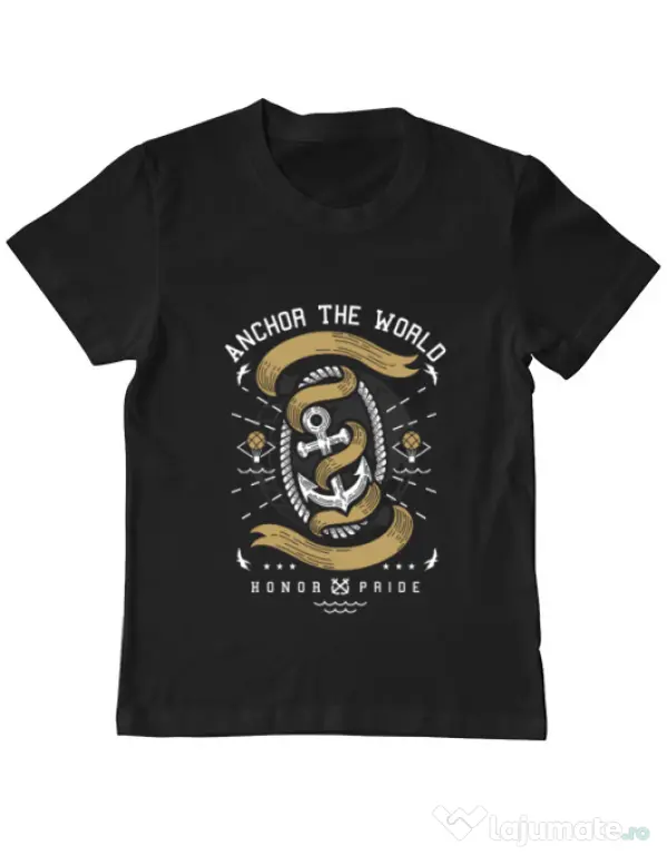 Tricou ADLER copil Anchor The World Negru