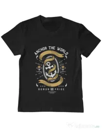 Tricou ADLER copil Anchor The World Negru
