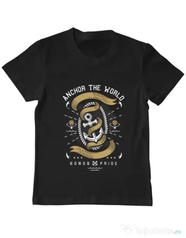 Tricou ADLER copil Anchor The World Negru