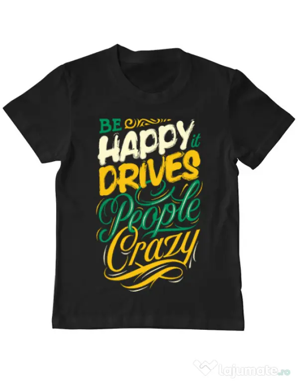 Tricou ADLER copil Be happy Negru