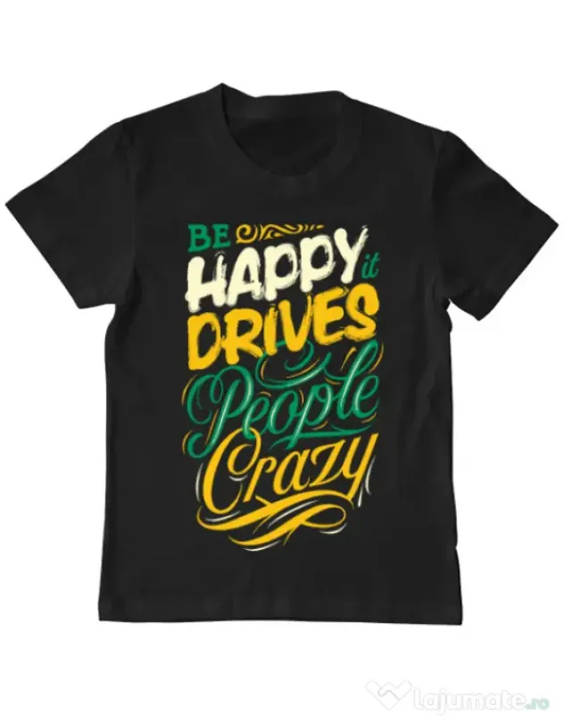 Tricou ADLER copil Be happy Negru
