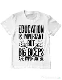 Tricou ADLER copil Big biceps Alb