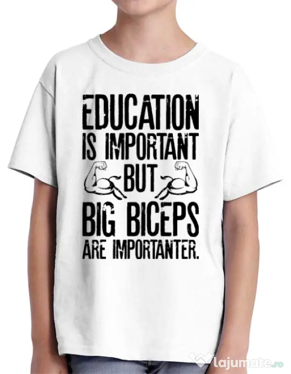 Tricou ADLER copil Big biceps Alb