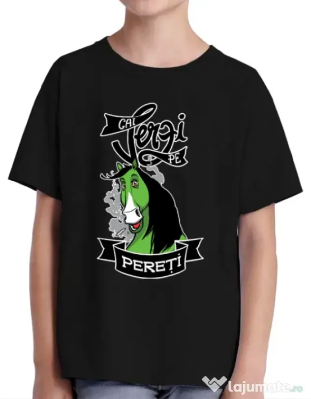 Tricou ADLER copil Cai verzi Negru