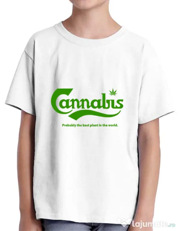 Tricou ADLER copil Cannabis Alb
