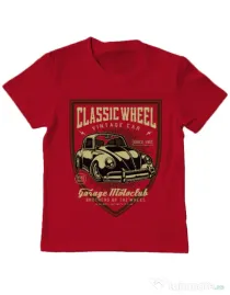 Tricou ADLER copil Classic Wheel Rosu