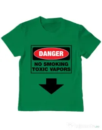 Tricou ADLER copil Danger No Smoking Verde mediu