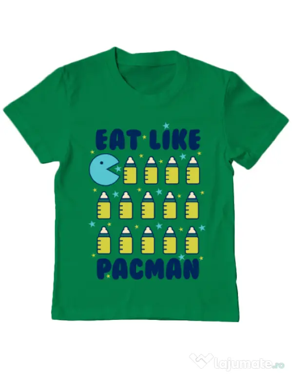 Tricou ADLER copil Eat Like Pacman Verde mediu