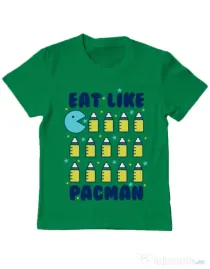 Tricou ADLER copil Eat Like Pacman Verde mediu