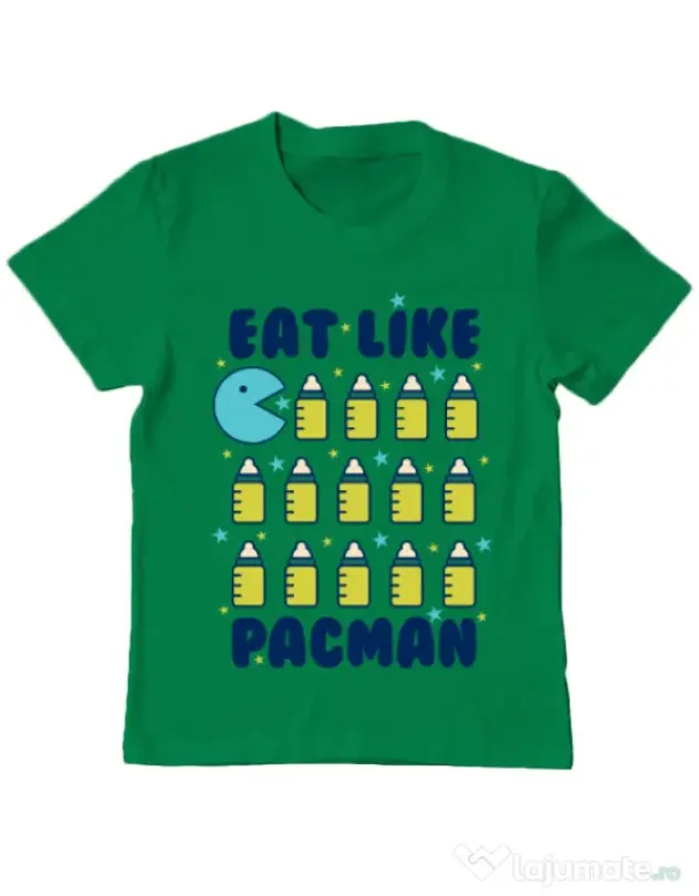 Tricou ADLER copil Eat Like Pacman Verde mediu