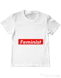 Tricou ADLER copil Feminist Alb