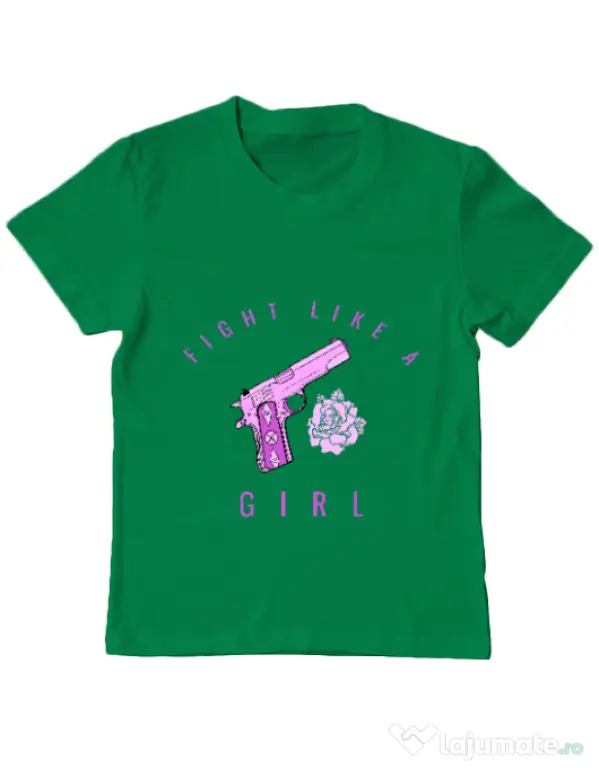 Tricou ADLER copil Fight like a girl Verde mediu