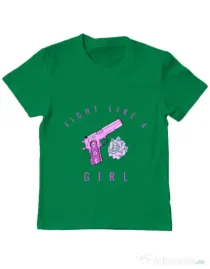 Tricou ADLER copil Fight like a girl Verde mediu