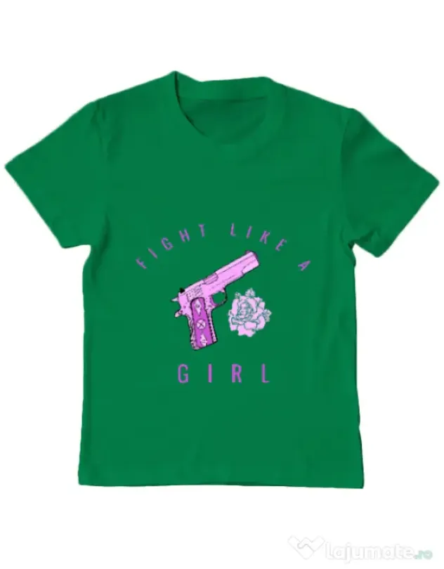 Tricou ADLER copil Fight like a girl Verde mediu