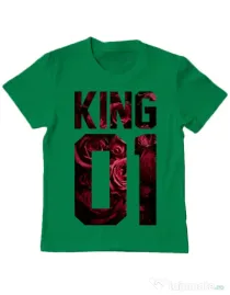 Tricou ADLER copil Flower king Verde mediu