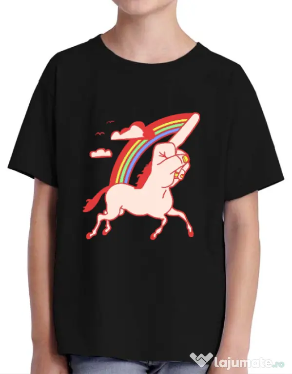 Tricou ADLER copil FUnicorn Negru