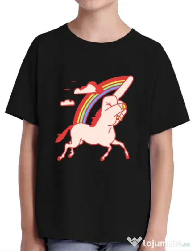 Tricou ADLER copil FUnicorn Negru