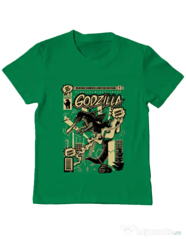 Tricou ADLER copil Godzilla Verde mediu