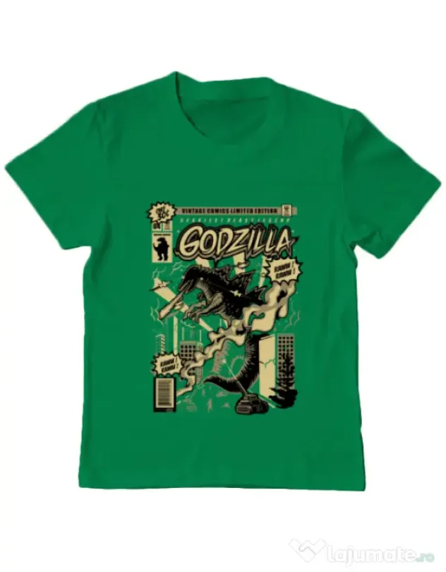 Tricou ADLER copil Godzilla Verde mediu