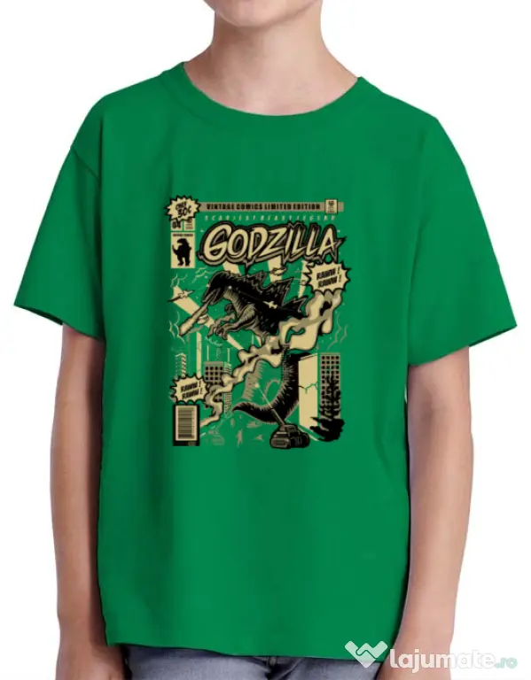 Tricou ADLER copil Godzilla Verde mediu