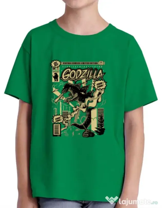 Tricou ADLER copil Godzilla Verde mediu